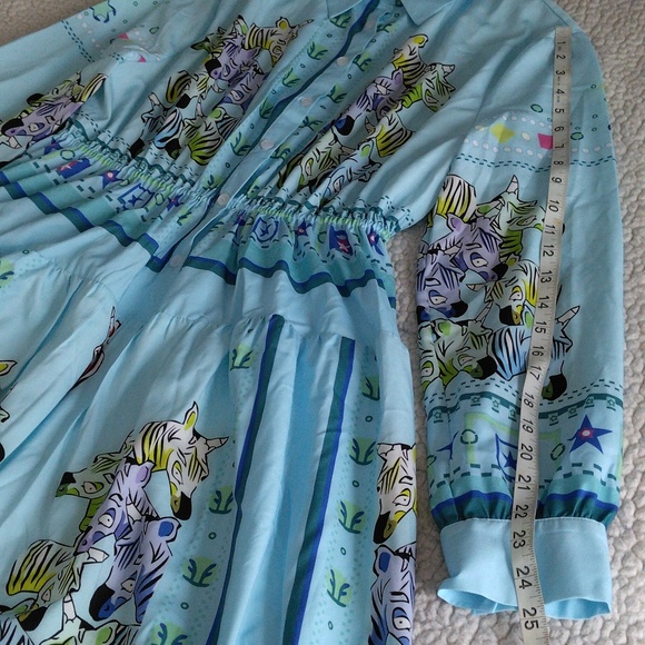 NWT Burryco Size 10 Zebra Abstract Print Long Sleeve Button Front Dress - Picture 6 of 17